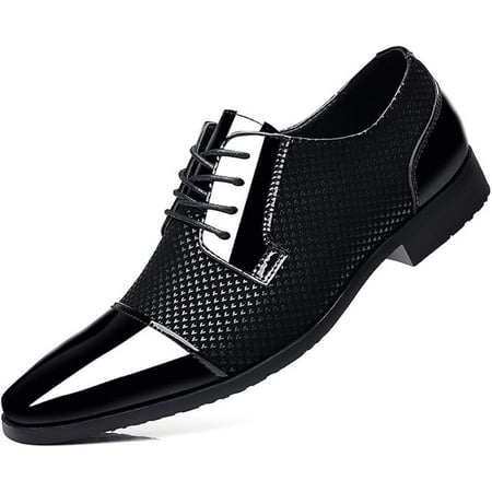 Men s Dress Shoes Patent Leather Oxfords Classic Lace-up Formal Tuxedo Shoes Business Wedding Derby Shoes Cap Toe Fashion