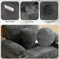 thumbnail image 4 of Indoor Deep Seat Oversized Lounge Chaise Chair with Ottoman, Chenille Upholstery, Storage, USB Ports & Cup Holders（Dark Gray）, 4 of 8