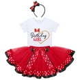 thumbnail image 2 of IBTOM CASTLE Toddler Girls Birthday Outfit Polka Dots Tops Tutu Skirt Mouse Ears Headband for Cake Smash Photo Shoot 5 Years Red - Love Heart, 2 of 8