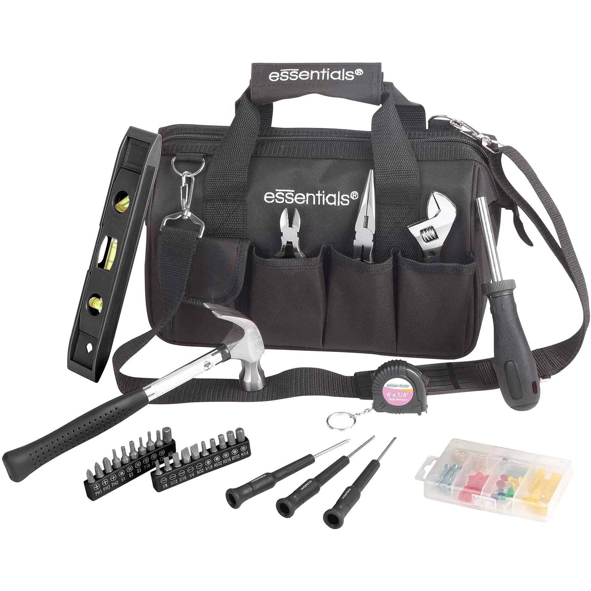 Essentials 32Piece Essential Tool Kit with Black Tool Bag for Everyday