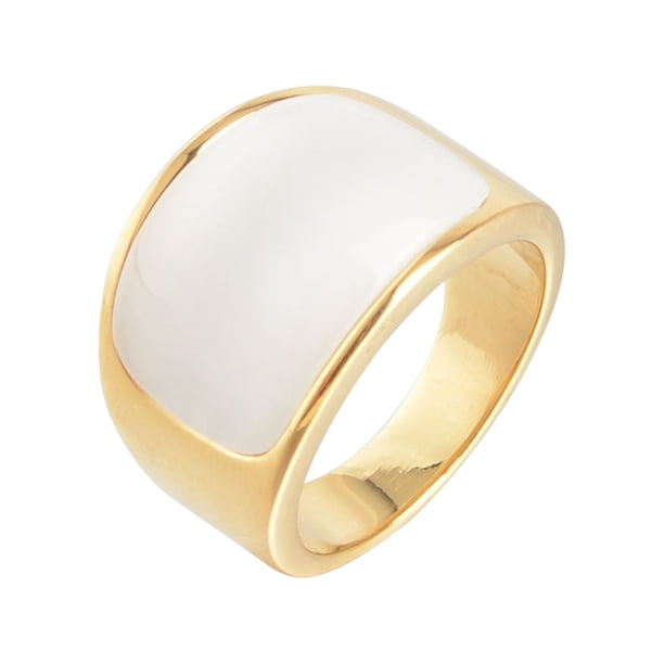 Anillo de Acero Inoxidable sweethay Unisex Piedra Blanca Tamaño 10