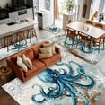 thumbnail image 5 of Teal Octopus Coastal Area Rugs 2.7x5 for Living Room, Summer Beach Vintage Nautical Non Slip Washable Rug Runner, Low Pile Indoor Floor Carpet Mat Bathroom Rugs for Bedroom, Kids Room, 5 of 9