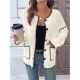 thumbnail image 4 of Cropped Cardigan Sweaters for Women Fall Dressy Casual Long Sleeve Button Down Knit- Jacket Outwear Apricot XL, 4 of 9