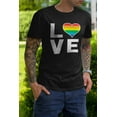thumbnail image 3 of LGBTQ Pride Men's T-Shirt - Rainbow Heart Love Design - Gay Rights Support - Pride Parade Wear - LGBTQ Gifts - Gay Purride Equality Apparel - Love is Love Rainbow Heart O Shirt, 3 of 5