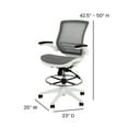 thumbnail image 5 of Flash Furniture Waylon Mid-Back Transparent Gray Mesh Drafting Chair with White Frame and Flip-Up Arms, 5 of 16