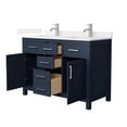 thumbnail image 2 of Beckett 48" Dark Blue Double Vanity & White Quartz Top (1-Hole) & Nickel Trim, 2 of 5