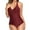 Red, variant on SWSMCLT Women's Ruched One Piece Swimsuit Sexy Twist Front PrintedBathing Suit Padded Halter Long Torso V Neck Black X-Large