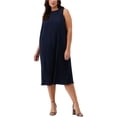 thumbnail image 1 of Ella Rafaella Womens Pleated Maxi Dress, Blue, Plus Size, 2X, 1 of 1
