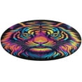 thumbnail image 4 of Tiger Animal Graffiti Soft Bedroom Round Area Rug, Washable Cute Nursery Circle Throw Mat, Non-Slip Contemporary Small Low Pile Floor Carpet for Dorm Bedside, 4 of 6