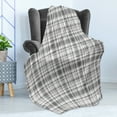 thumbnail image 4 of Grey Soft Flannel Fleece Throw Blanket, Pattern with Modified Stripes Crossed Horizontal and Vertical Lines Forming Squares, Cozy Plush for Indoor and Outdoor Use, 60" x 80", Grey White, by Ambesonne, 4 of 5