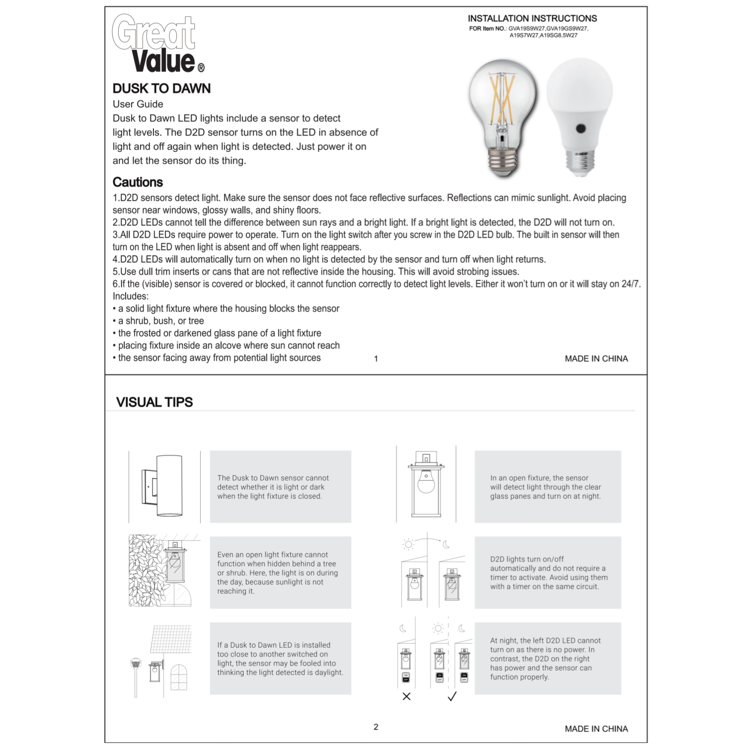 Great Value Dusk-to-Dawn A19 LED Bulbs, 2-Pack photo 8