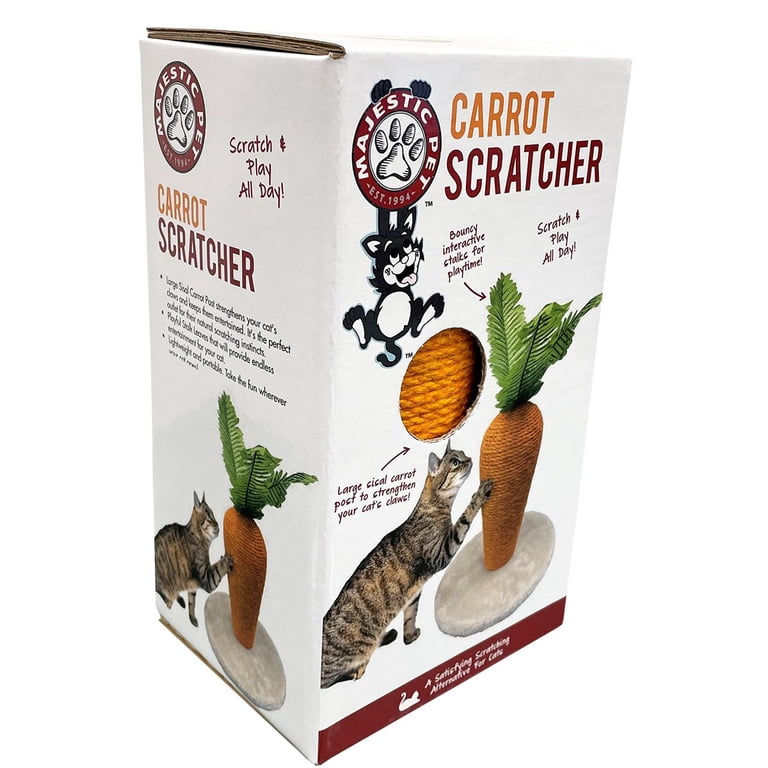 Majestic Pet Carrot Cat Scratching Post with Toy Faux Fur and