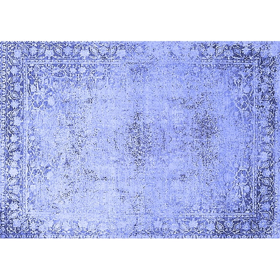 Ahgly Company Machine Washable Indoor Rectangle Oriental Blue Industrial Area Rugs, 2' x 4'