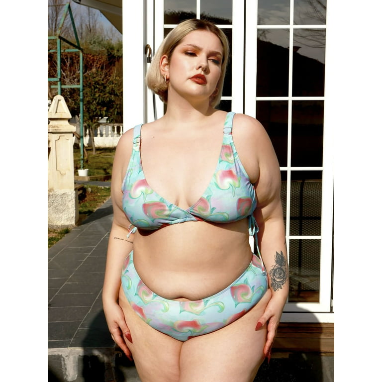 POSESHE Women's Plus Size Bikini Set Two-piece Swimsuit, S-5XL 