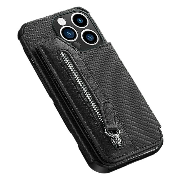 Funda para portatarjetas Flip Clip para teléfono celular PU Ranuras para tarjetas Caja magnética a prueba de golpes para iP14 Zhivalor CPB-SSW1060-1