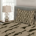 thumbnail image 2 of Ambesonne African Quilted Coverlet 3 Pcs, Woman Carry Water Vases, Queen Size, Beige Tan Dark Brown, 2 of 4