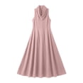 thumbnail image 4 of Womens Casual Solid Color Sleeveless Irregular Neckline Dress, 4 of 6