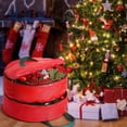 thumbnail image 4 of Double Layer Christmas Wreath Storage Container Bag Wreath Storage Pure Color Seasonal Garland Holiday Container Festive Box with Dual Zippers and Handles for Xmas(30 Inch,Red), 4 of 7