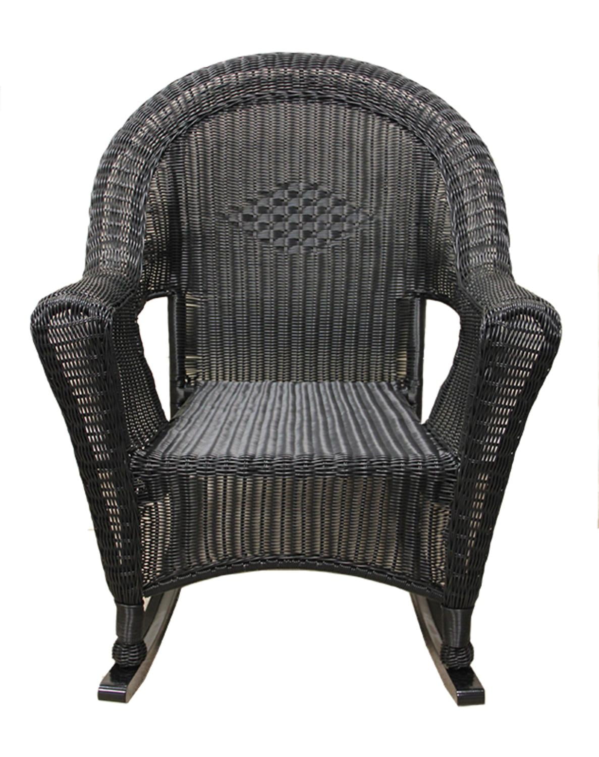 Black Resin Wicker Rocking Chair Patio Furniture - Walmart.com