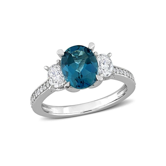 2.50 Carat (Ctw) London Blue Topaz Ring in 14K White Gold with Diamonds for Women
