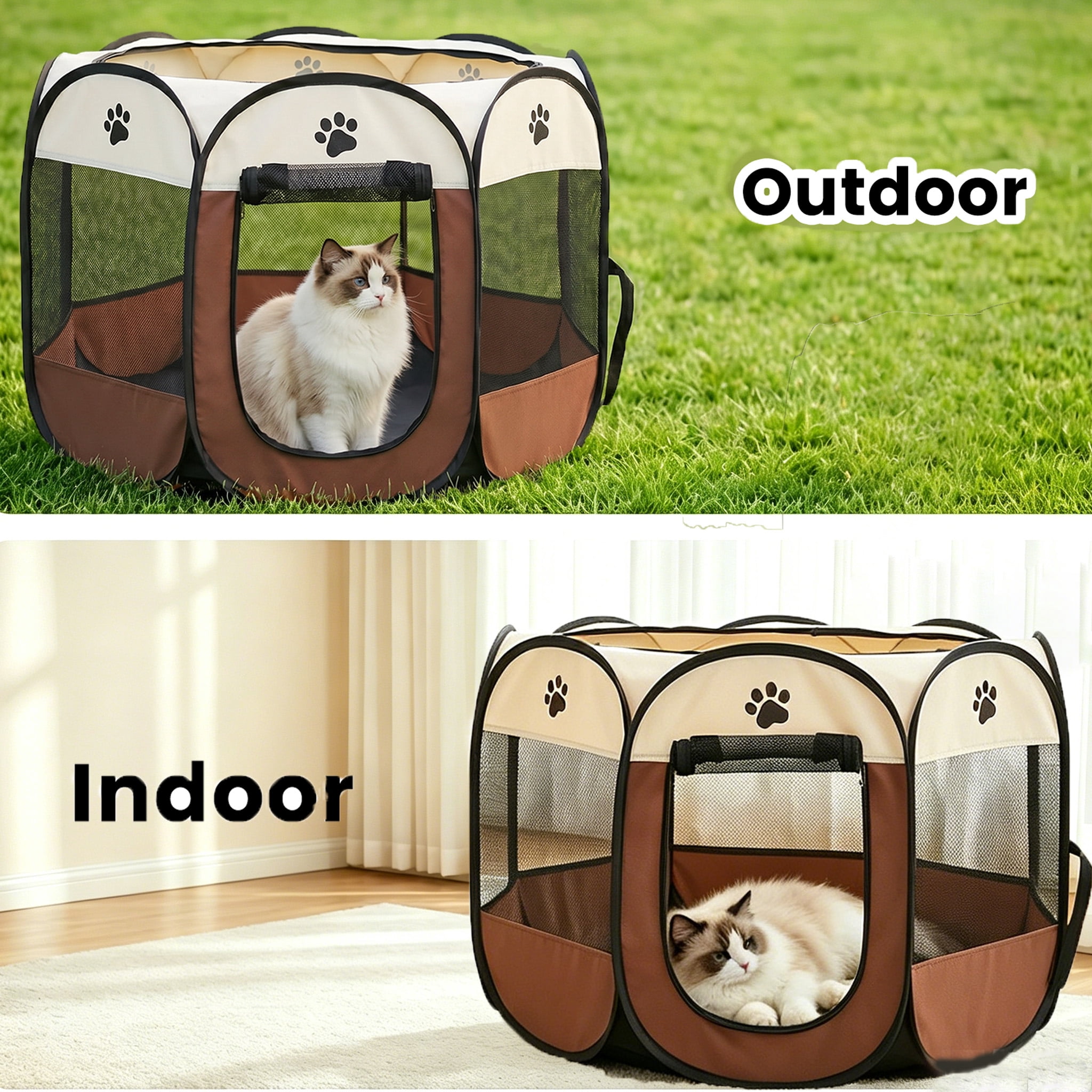 Portable Pet Playpen, Dog/Cat Playpen Foldable Pet Exercise Pen Tents Dog Kennel House Playground for Indoor Outdoor Travel Camping Use