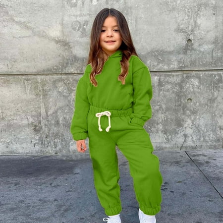 

ZCFZJW Kids Boys Girls 2 Piece Hoodie Tracksuits Casual Long Slooeve Hooded Sweatshirts Tops and Long Sweatpatns Sportwear Outfits Set Solid Color Sweatsuits(Green 1-2 Years)