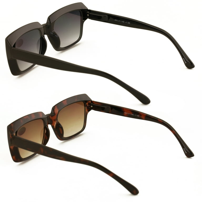 Rectangular Full Rim Sunglasses with UV Protection 2 Pairs Women Outdoor Reading Sunglasses Rectangular Full  main image 3
