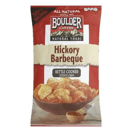 Boulder Canyon Hickory Barbeque Kettle Cooked Potato Chips, 6.5 Oz (Pack of 12)