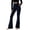 Navy, variant on cocolona Womens High Waist Ribbed Flare Pants Elastic Waist Wide Leg Gym Workout Yoga Pants with Pockets