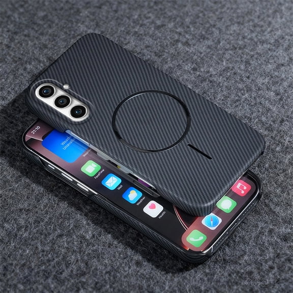 Carbon Fiber Texture Case for Samsung Galaxy A16 5G/4G, Compatible with MagSafe, Magnetic Fashion Slim Thin Shockproof Military-Grade Drop Protection Women Men Case Cover for A16 5G/4G, Black