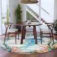 thumbnail image 3 of Round Area Rug 6 Ft, Jellyfish Coastal Washable Non-Slip Circle Carpet for Living Room/Bedroom, Summer Nautical Starfish Coral Grey Wooden Low-Profile Indoor Mats Collection Rugs for Residential, 3 of 8
