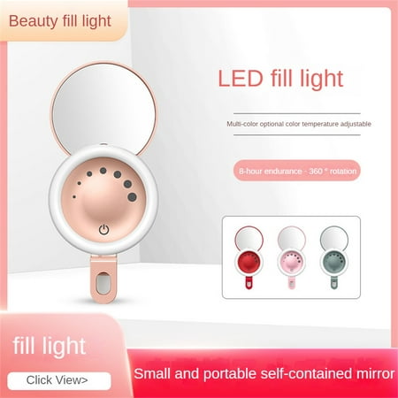 Image of Portable mobile phone fill light creative with mirror clip multi-function fill light video live beauty outside light