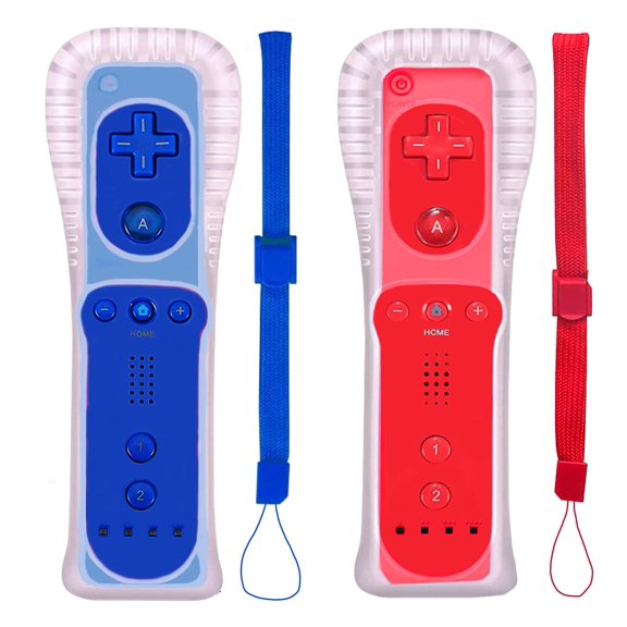 Controlador Wii PGYFDAL Pack de 2 (rojo y azul) con funda
