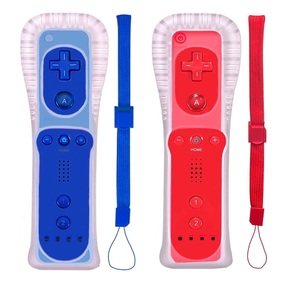 Controlador Wii PGYFDAL Pack de 2 (rojo y azul) con funda