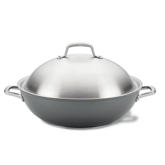 Anolon Accolade 13.5 Inch Forged Hard-Anodized Nonstick Wok with Lid, Moonstone