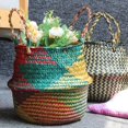 thumbnail image 3 of Folding Straw Wicker Storage Basket - Handle Garden Flower Pot Planter Laundry Bag, 3 of 8