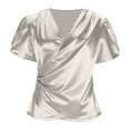 thumbnail image 5 of HongQid Womens Puff Short Sleeve Shirt Summer Tops V Neck Casual T Shirts Tunic Blouses, 5 of 7