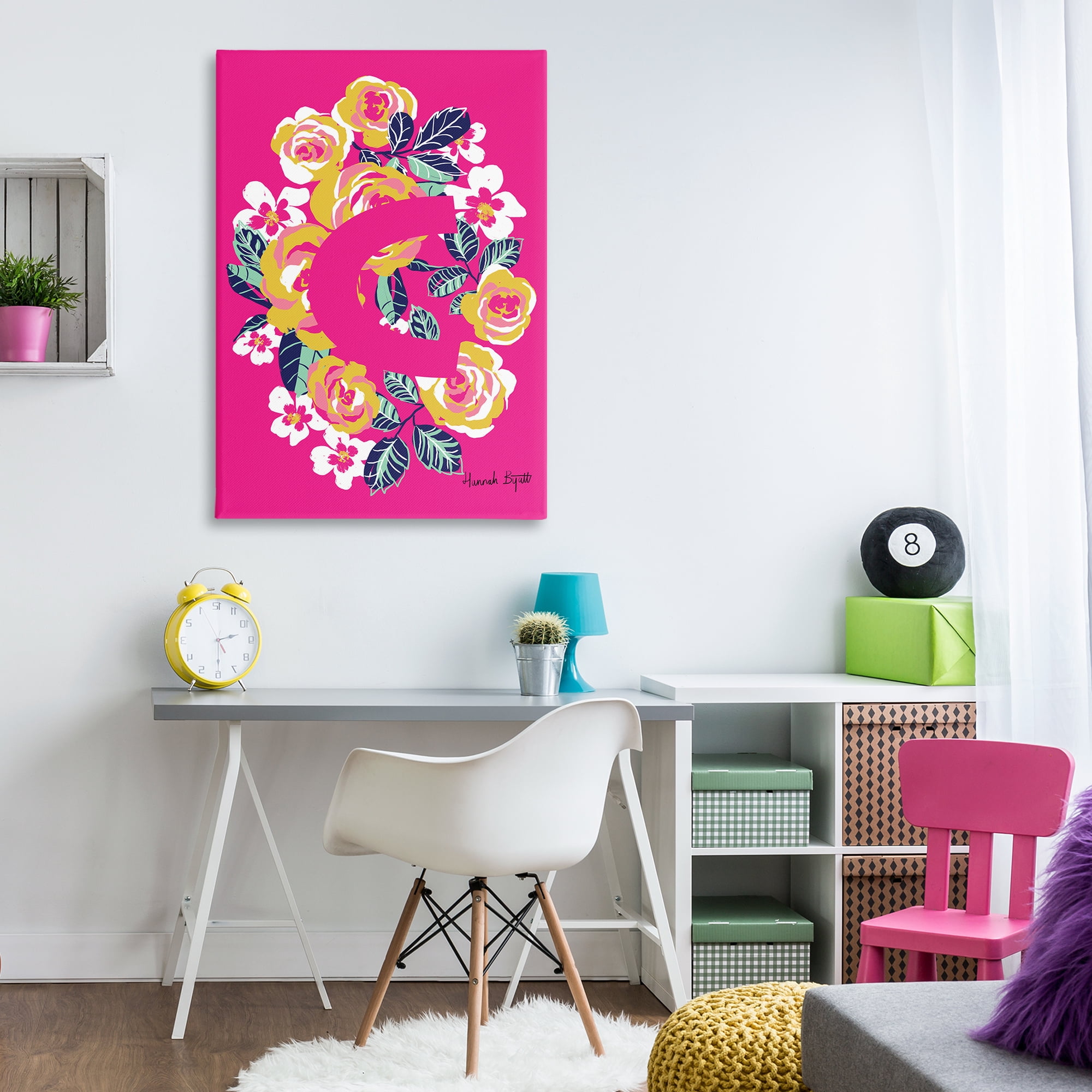 Stupell Industries Floral Bloom Letter C Botanical & Floral Painting Gallery Wrapped Canvas Art Print Wall Art, 30 x 45
