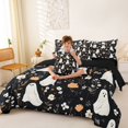 thumbnail image 4 of Homewish Halloween Floral Ghost 7-Piece Twin Bedding,Wild Autumn Flower Pattern Bedding Comforter Set,Black Cream Orange,Black Reversible, 4 of 8