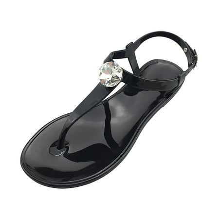 

Women s Fashion Casual Flats Rhinestone Round Toe Sandals Buckle Strap Shoes