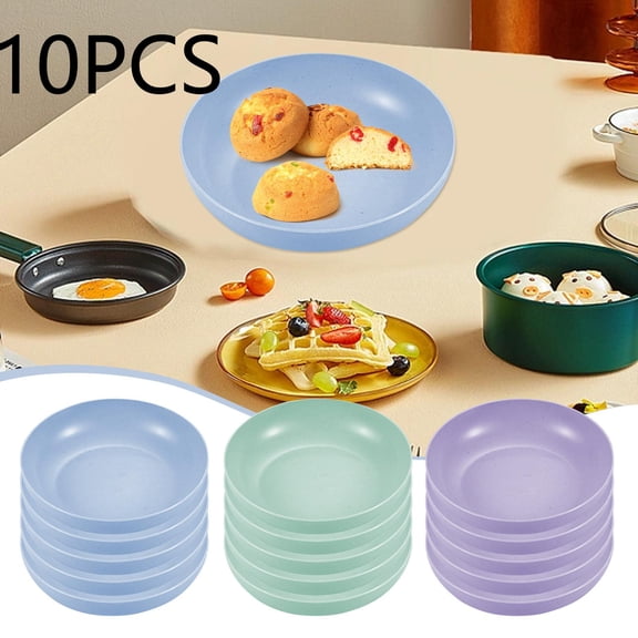 FEOLGEHLY 10PCS Plastic Plates, Reusable Food Tray, Fruit Trays for Serving for Party, Plastic Dinner Plates for Snacks, Candy & Food, for Home, Coffee Table & Living Room 5.70 in (Purple)