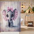 thumbnail image 2 of Erosebridal Elephant Shower Curtain 72Wx84L for Girls, Pink Bow Waterproof Bathroom Shower Curtain, 2 of 5