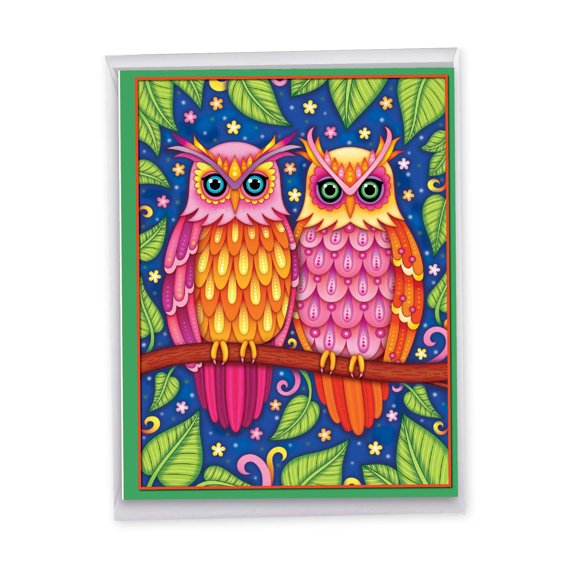 NobleWorks Jumbo Anniversary Paper Card 8.5 x 11 Inch with Envelope (1 Pack) Large Jumbo Couple, Husband, Wife, Parents Anniversary Congratulations Birds Of A Feather J9321ANG