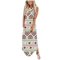 thumbnail image 2 of SMihono Robe Maxi Bohème d'Été pour Femmes Grande Taille Décontractée Col en V Sans Manches Imprimée Ample Robe Longue + Poche Robe de Plage, 2 of 6