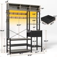 thumbnail image 2 of 7-in-1 Entryway Bench with Coat Rack and 2 Fabric Drawers, Hall Tree with Bench and 3 Storage Cubbies, 3 Storage Shelves and 17 Coat Hooks, Oak Grey, 2 of 10