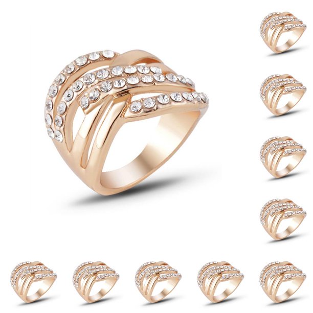 Jumpingount Niñas aleación cristal anillo fecha boda novia moda arte nudillo joyería cumpleaños aniversario mujer regalo tamaño 7 Type1 NO1 Jumpingount CBP224977