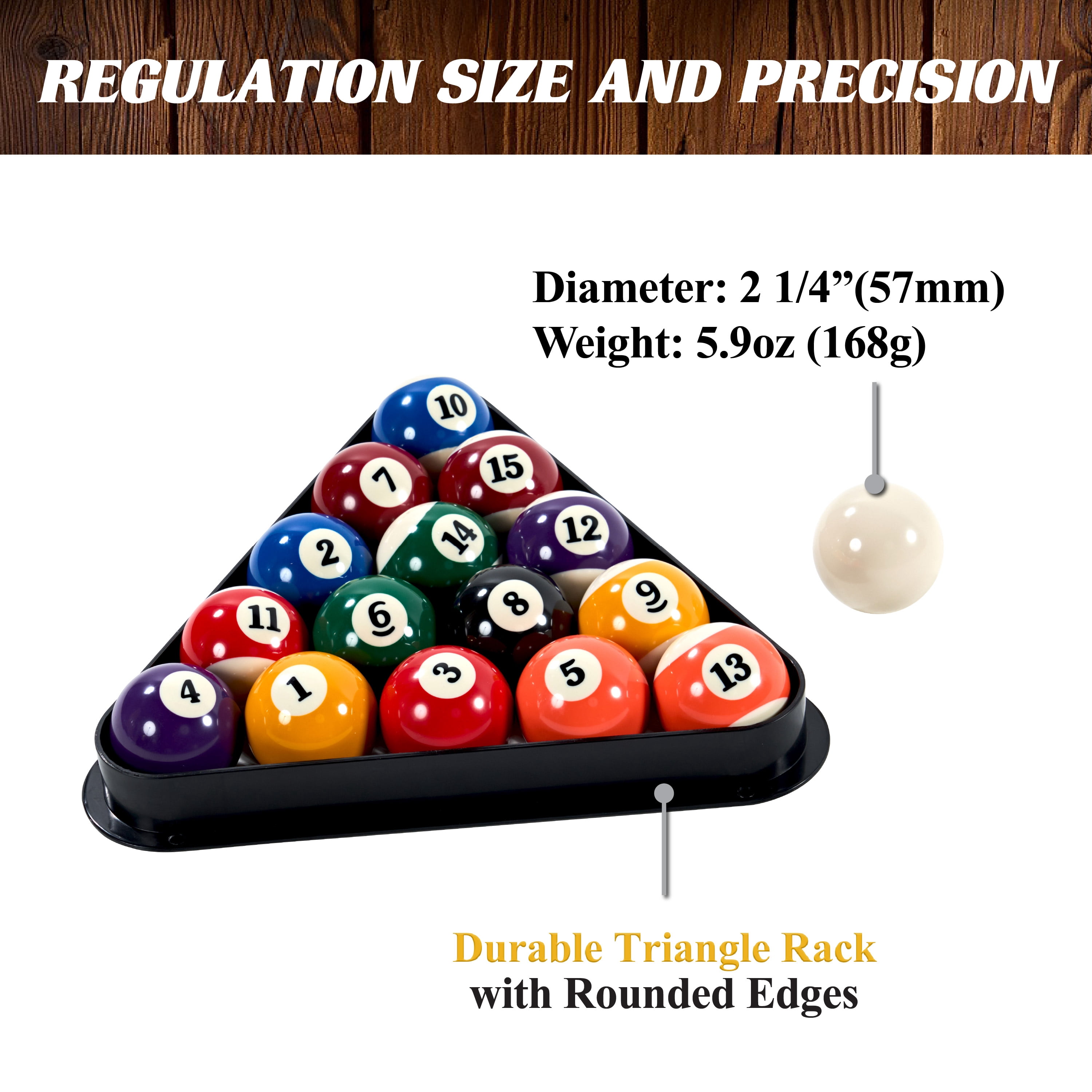 24-Piece Pool Table Kit with 57 Inch 2-Piece Cue Sticks, 16-Piece 2 1/4 Inch Ball Set, Rack, Bridge Stick, Brush, Chalk by Barrington Billiards