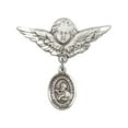 thumbnail image 1 of Sterling Silver Baby Badge with St. Francis Xavier Charm and Angel w/Wings Badge Pin 1 1/8 X 1 1/8 inches, 1 of 1