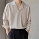 thumbnail image 1 of pstuiky camisetas de manga larga para hombre, Camisa informal de verano para hombre, de seda helada, estilo maduro, color liso, cuello cubano, manga larga Tops de hombre xxl, 1 of 8
