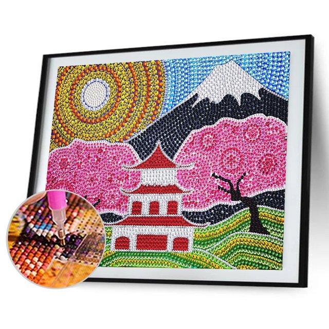 Cuadros Decorativos Kit de pintura de diamante 5D mosaico de taladro redondo de cristal para edificios DIY (KA174) Wdftyju embutido en tela